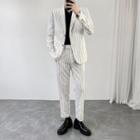 Set: Single-breasted Striped Blazer + Dress Pants