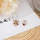 Non-matching Rhinestone Snowflake & Deer Earring 1 Pair - E3315 - As Shown In Figure - One Size
