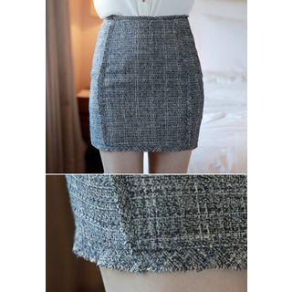 Zip-back Tweed Mini Skirt