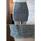 Zip-back Tweed Mini Skirt
