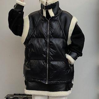 Fleece Panel Padded Vest / Sweatshirt