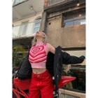 Heart Print Cropped Knit Vest
