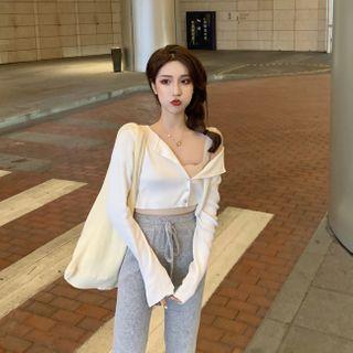 Plain Sleeveless Top / Cropped Cardigan / Plain Sweatpants