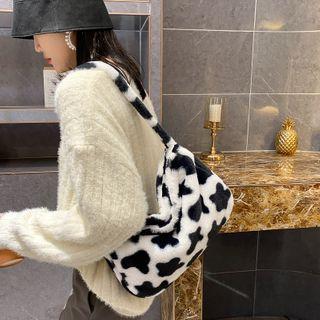Cow Print Furry Shoulder Bag Dairy Cow Printed - One Size