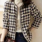 Houndstooth Open-front Jacket