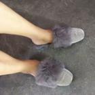 Rhinestone Furry Trim Slippers