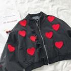 Heart Embroidery Bomber Jacket