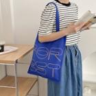 Lettering Canvas Tote Bag Sapphire Blue - One Size