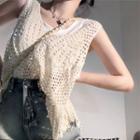Plain Tank Top / Knit Tank Top / High-waist Washed Wide Leg Shorts