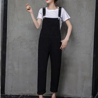 Set: Short Sleeve T-shirt + Cropped Pinafore Jumpsuit