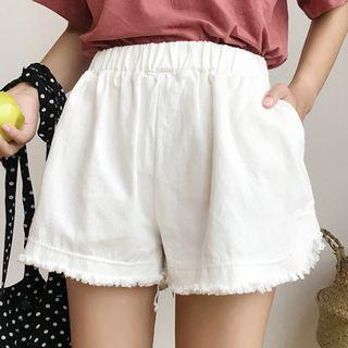 Fray Hem Band Waist Shorts