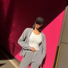 Set: Plain Hoodie + Band-waist Pants