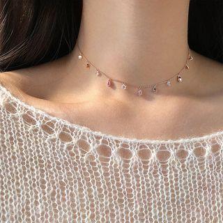 925 Sterling Silver Rhinestone Choker 925 Silver - As Shown In Figure - One Size