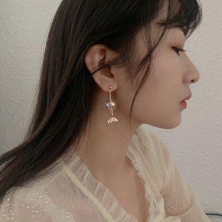 Fish Tail Ear Stud 1 Pair - 925 Silver - Gold - One Size