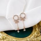 Rhinestone Bow Dangle Earring E2943 - As Shown In Figure - One Size