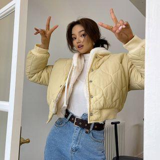 Cropped Fleece-lined Quilted Blouson Jacket