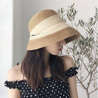 Contrast-trim Straw Hat As Shown In Figure - M