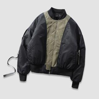 Color Block Zip Padded Coat