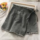 Tie-waist Asymmetric Denim Skort