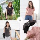 Short-sleeve V-neck Pocket Cotton Tee