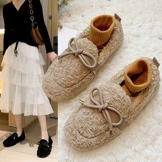 Faux Shearling Bow Flats