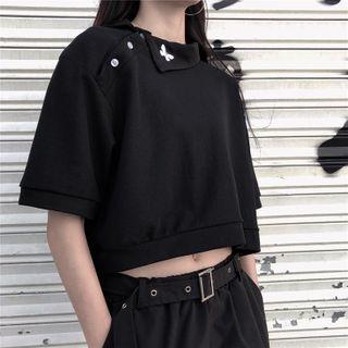 Asymmetric Short-sleeve Bow Polo Shirt