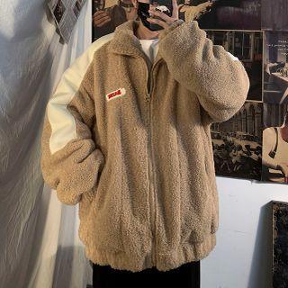 Long Sleeve Two-tone Applique Coat