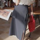 Layered Slit Midi A-line Skirt