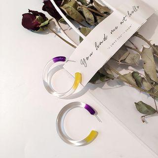 Acrylic Open Hoop Earring Purple - One Size