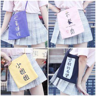 Chinese Characters Canvas Crossbody Bag