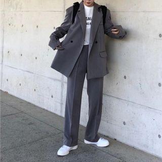 Double-button Blazer / Wide-leg Dress Pants
