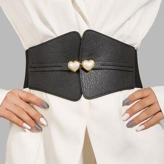 Faux Leather Belt Black & White - One Size