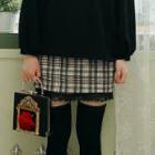 Lace-trim Plaid Miniskirt