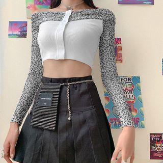 Leopard Long-sleeve Crop T-shirt