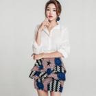 Set: Long-sleeve Blouse + Mini Skirt
