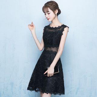 Sleeveless Lace A-line Mini Cocktail Dress