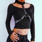Long-sleeve Crop T-shirt With Body Harness