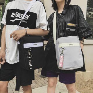 Lettering Strap Oxford Crossbody Bag