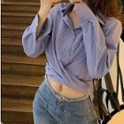 Long-sleeve Striped Knotted Shirt