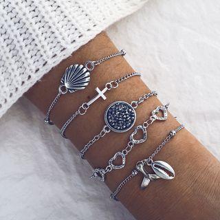 Set Of 5: Pendant Bracelet 01 - 10717 - As Shown In Figure - One Size