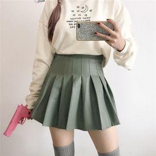 Faux Leather Pleated Mini Skirt
