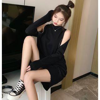 Zipper-shoulder A-line Dress As Shown In Figure - One Size