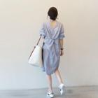 3/4-sleeve Knot-detail Shirtdress
