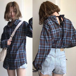 Plaid Open Back Shirt