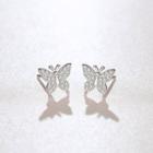 Rhinestone Butterfly Stud Earring Butterfly - One Size