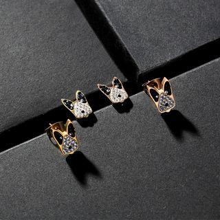 Stainless Steel Rhinestone Dog Earring