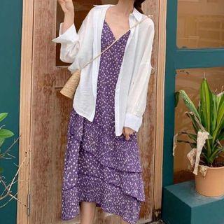 Floral Print V-neck Slipdress / Blouse