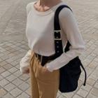 Raglan Slit-side Rib-knit Top