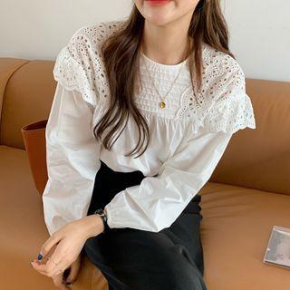 Eyelet Panel Blouse White - One Size