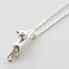 Sterling Silver Cat Necklace 1pc - Silver - One Size